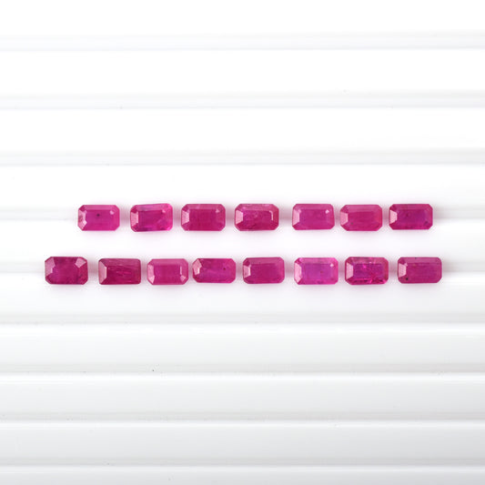 Natural Mozambique Ruby Heated 0.37cts. Octagon Cut 3x5mm Reddish Pink Color Precious Gemstone for Making Necklace