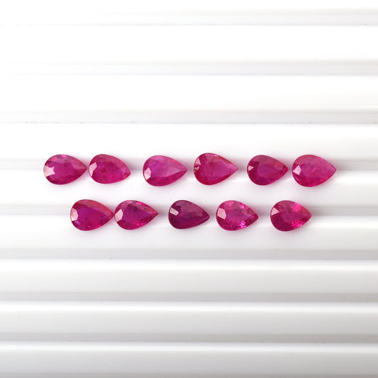 Excellent Cut 100% Natural Ruby Mozambique Heated Pear Cut 5x7mm 0.70 Carat Loose Gemstone for Making Jewelry
