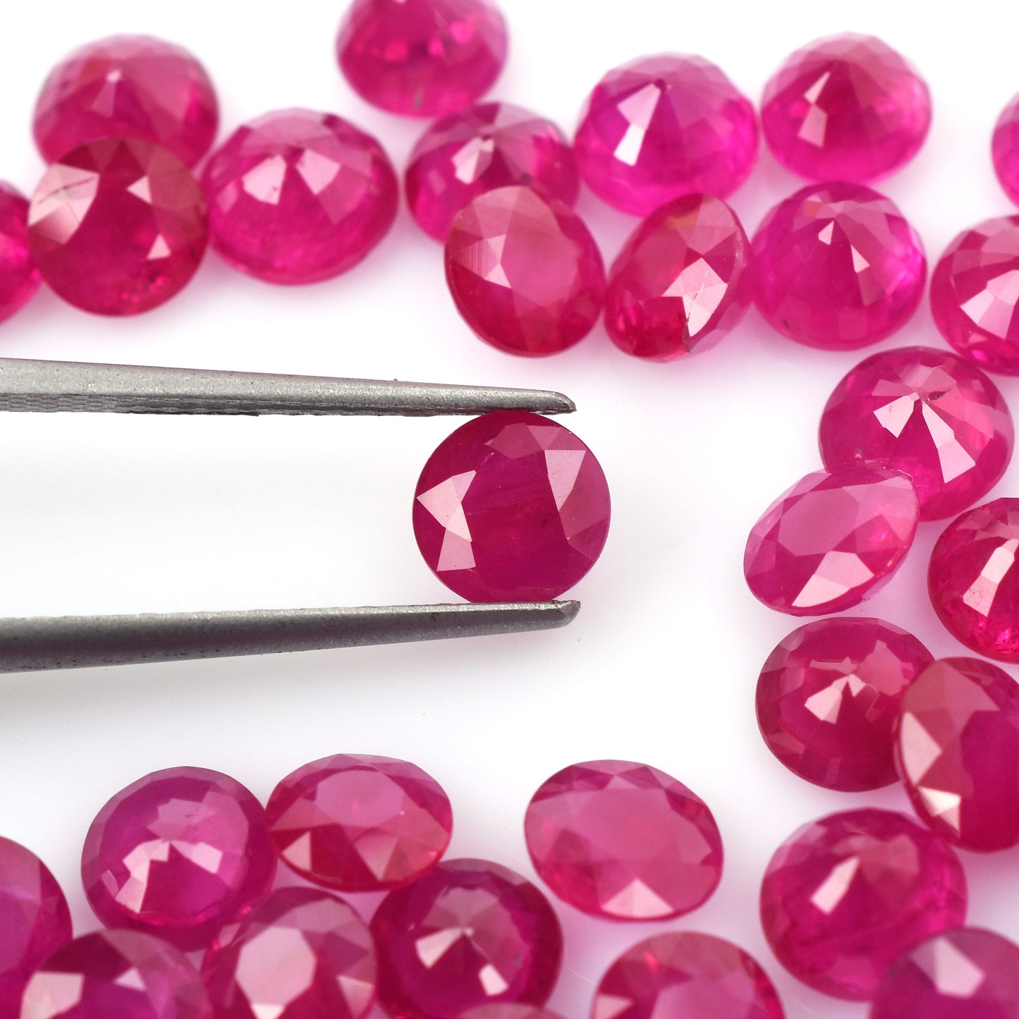 Fine Quality Natural Ruby Burma Heat 5x5mm Reddish Pink Color 0.70cts. Round Shape Loose Gemstone for Making Bracelet Necklace