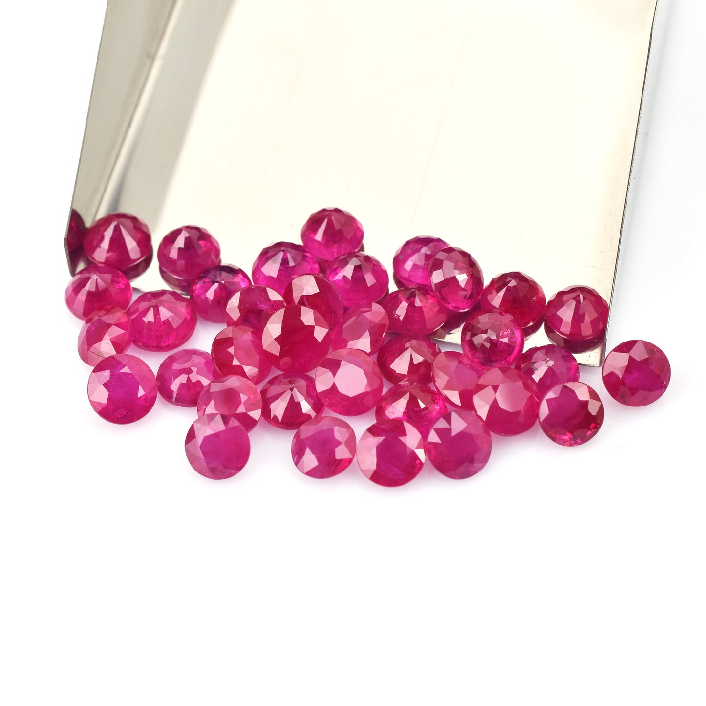 Fine Quality Natural Ruby Burma Heat 5x5mm Reddish Pink Color 0.70cts. Round Shape Loose Gemstone for Making Bracelet Necklace