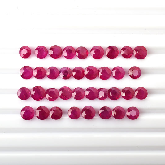 Fine Quality Natural Ruby Burma Heat 5x5mm Reddish Pink Color 0.70cts. Round Shape Loose Gemstone for Making Bracelet Necklace