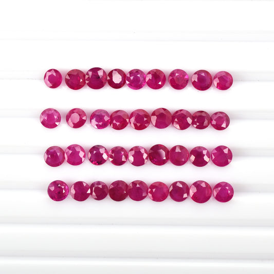 Natural Burma Ruby Heated 4x4mm Reddish Pink Color 0.30 Carat Excellent Round Cut Loose Gemstone for Making Jewellery