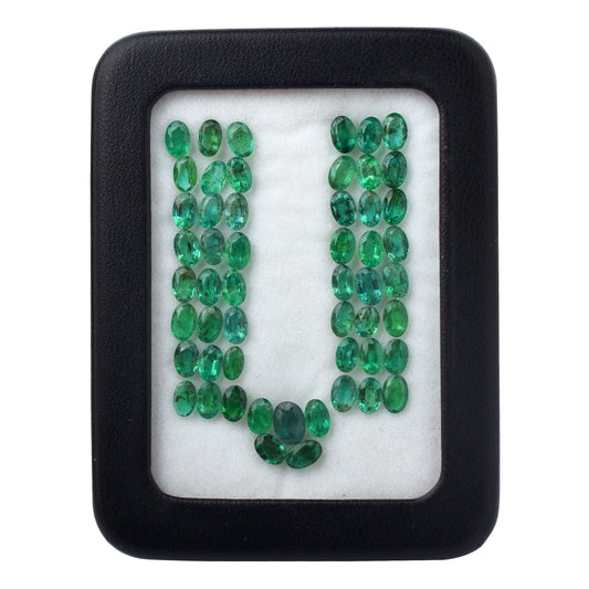 Natural Zambian Emerald 20.80cts. Oval Shape Green Color 53 Pcs. Fine Quality Excellent Cut Precious Gemstone for Making Pendant Jewellery