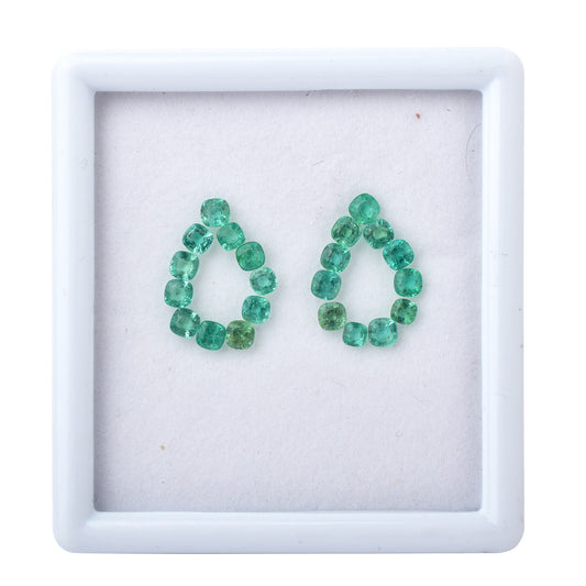 100% Natural Zambian Emerald 4.45cts Square Shape Green Color 3.60mm Size 22 Pcs Fine Quality Precious Gemstone for Making Pendant Jewellery