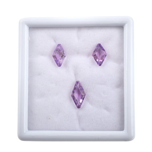 Fine Quality 100% Natural Amethyst Gemstone Fancy Shape 5.70cts. Purple 3-Pcs Set Loose Gemstones for Jewelry Making at a Lowest Price