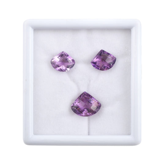 Fine Quality 100% Natural Amethyst Gemstone 16.20cts. Fancy Shape 3-Pcs Set Purple Loose Gemstones for Making Jewelry at the Lowest Price