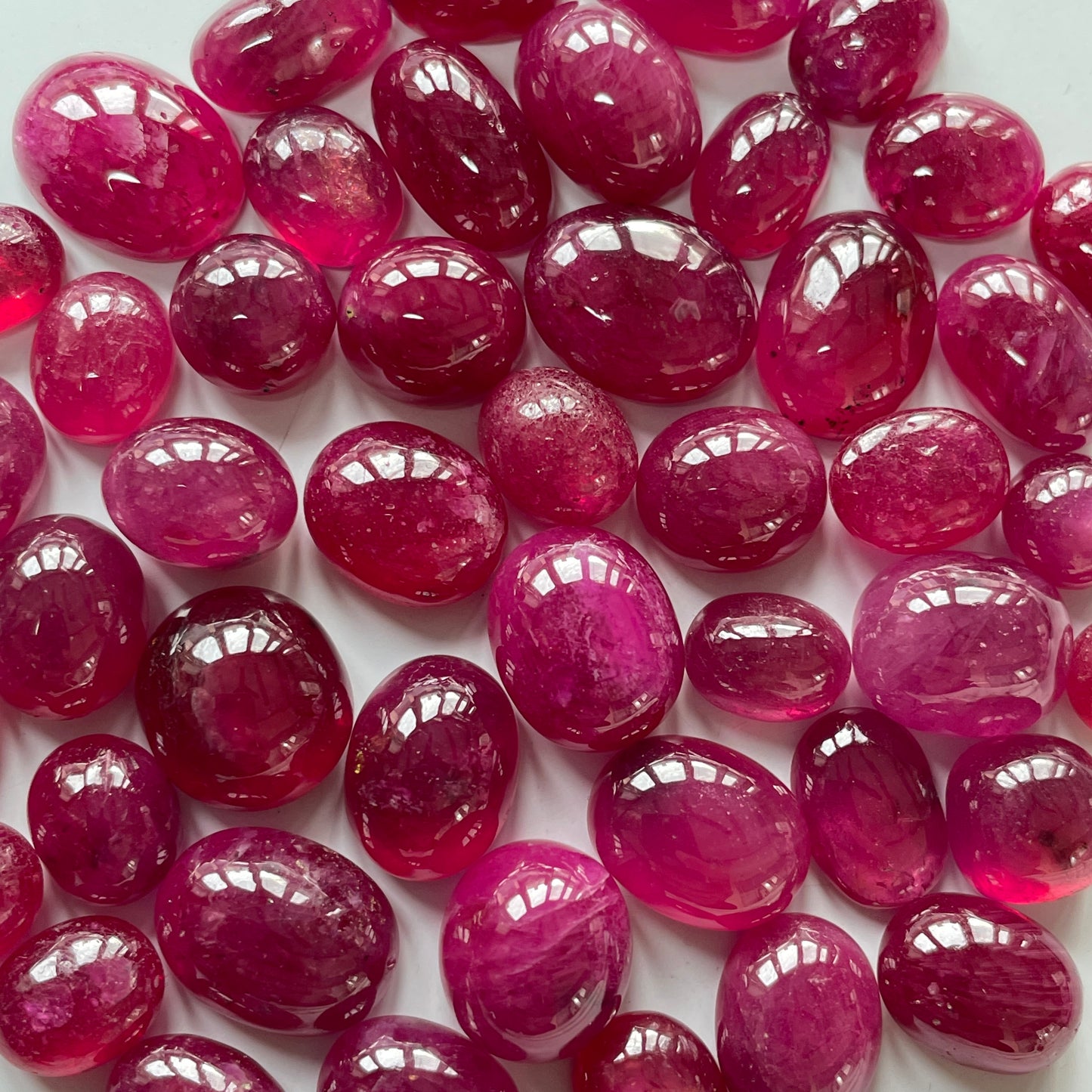 8-25 Carats Heat-Treated Ruby Cabochon Stone Far Cut Oval Shape Reddish Pink Color July Birthstone Ring Size Loose Gemstones for Making Ring