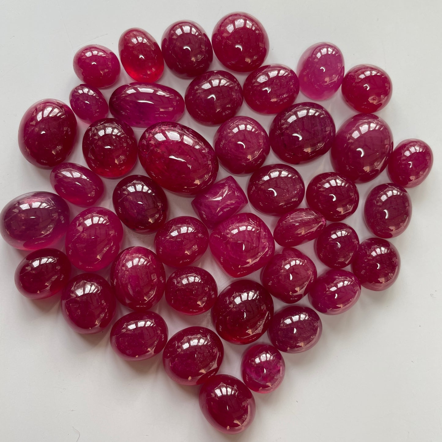 8-25 Carats Heat-Treated Ruby Cabochon Stone Far Cut Oval Shape Reddish Pink Color July Birthstone Ring Size Loose Gemstones for Making Ring