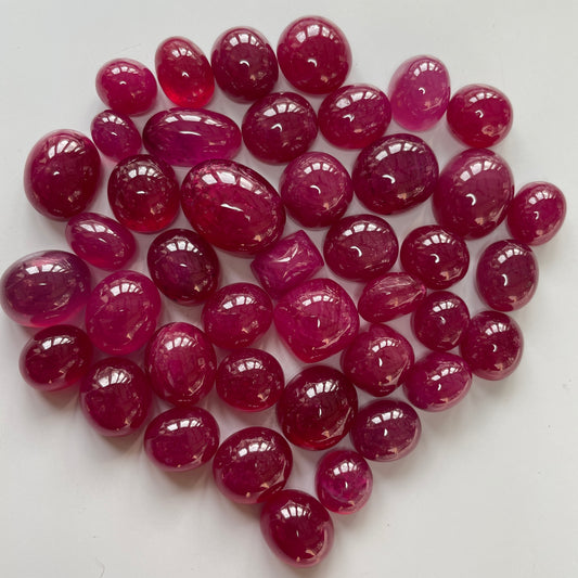 8-25 Carats Heat-Treated Ruby Cabochon Stone Far Cut Oval Shape Reddish Pink Color July Birthstone Ring Size Loose Gemstones for Making Ring
