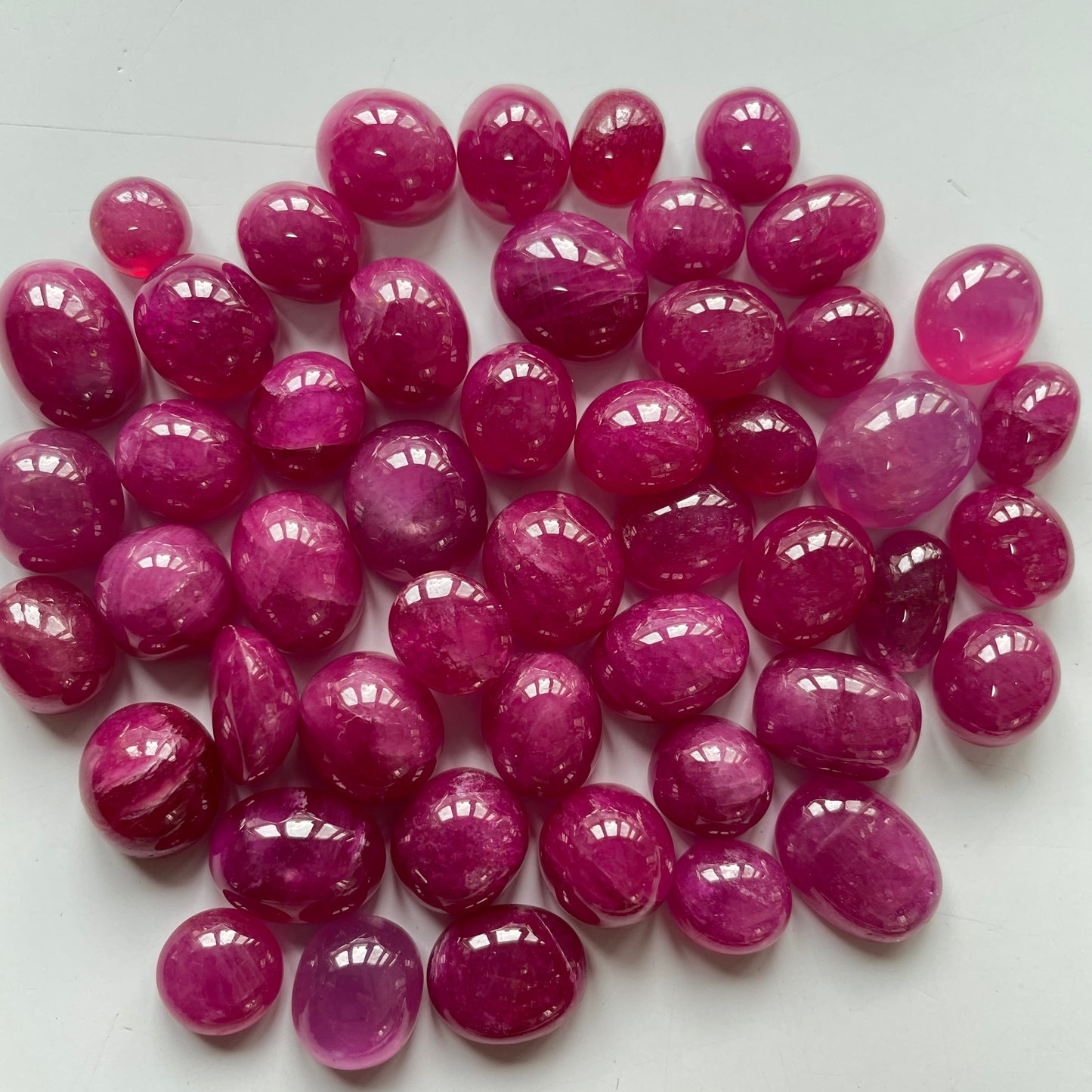 8-25 Carats Heat-Treated Ruby Cabochon Stone Far Cut Oval Shape Reddish Pink Color July Birthstone Ring Size Loose Gemstones for Making Ring