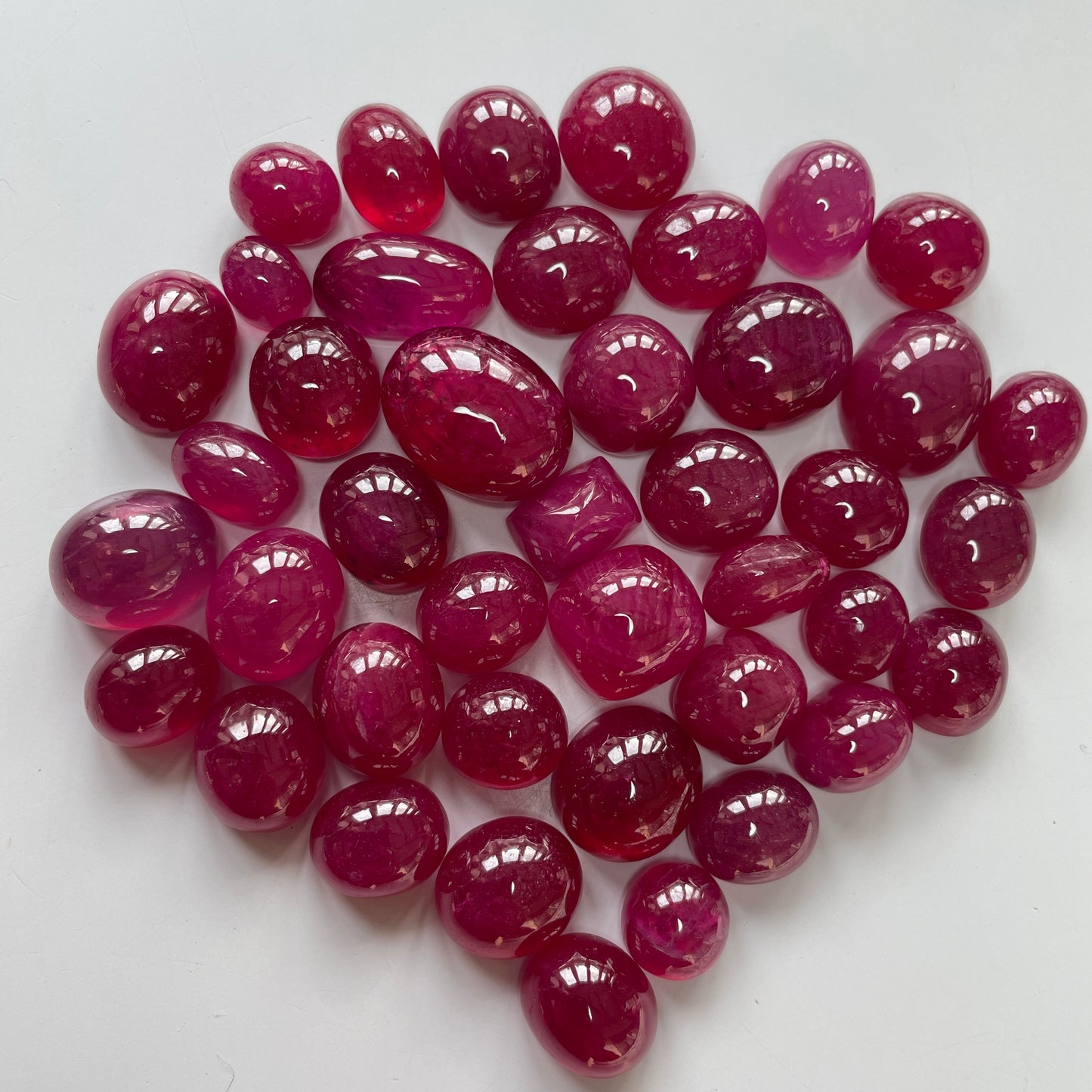 8-25 Carats Heat-Treated Ruby Cabochon Stone Far Cut Oval Shape Reddish Pink Color July Birthstone Ring Size Loose Gemstones for Making Ring