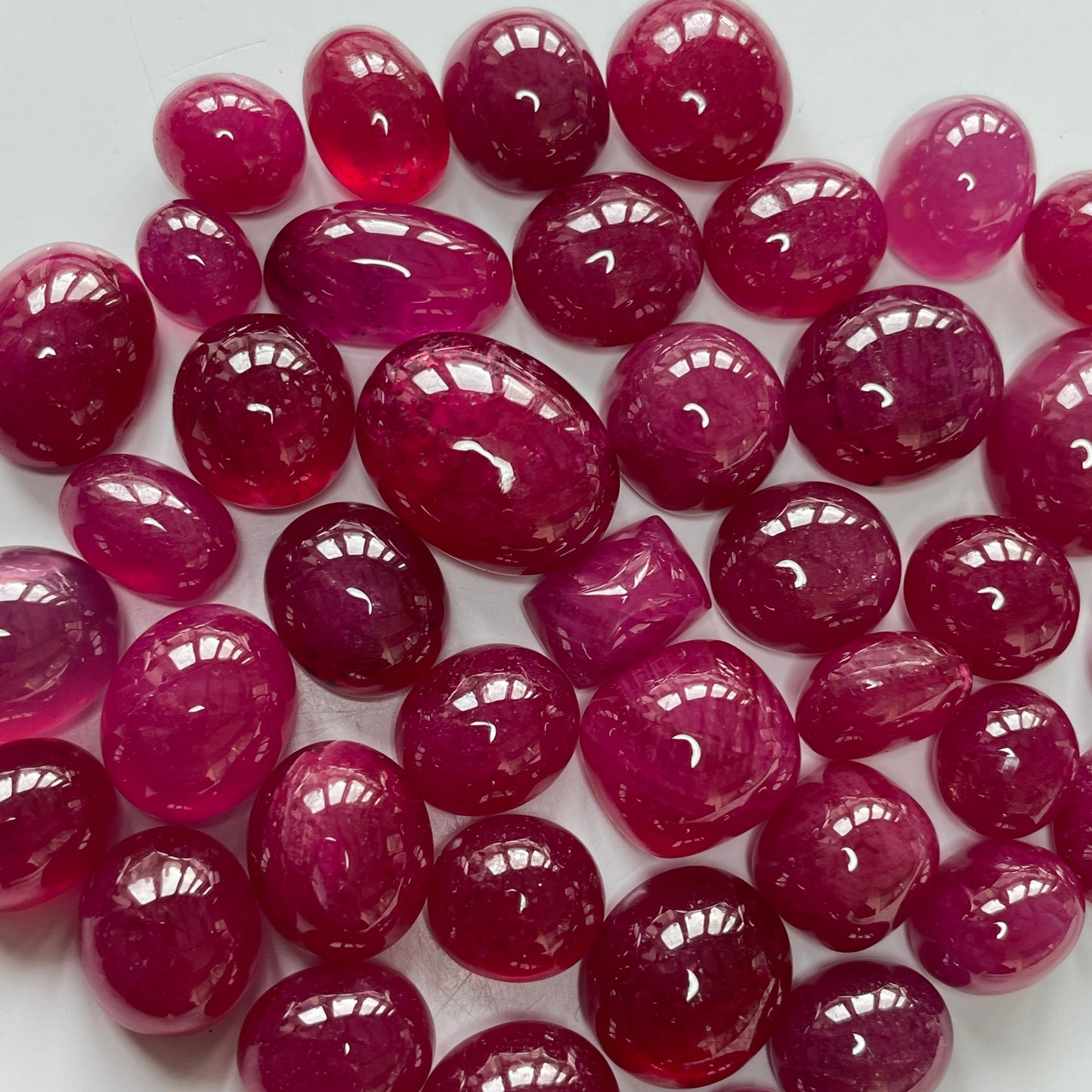 8-25 Carats Heat-Treated Ruby Cabochon Stone Far Cut Oval Shape Reddish Pink Color July Birthstone Ring Size Loose Gemstones for Making Ring