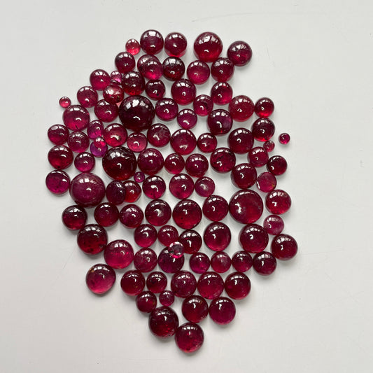8-15 MM Fine Quality Natural Ruby Heat-Treated Deep Red Loose Gemstone Round Shape Cabochon Stones for Jewelry Stone