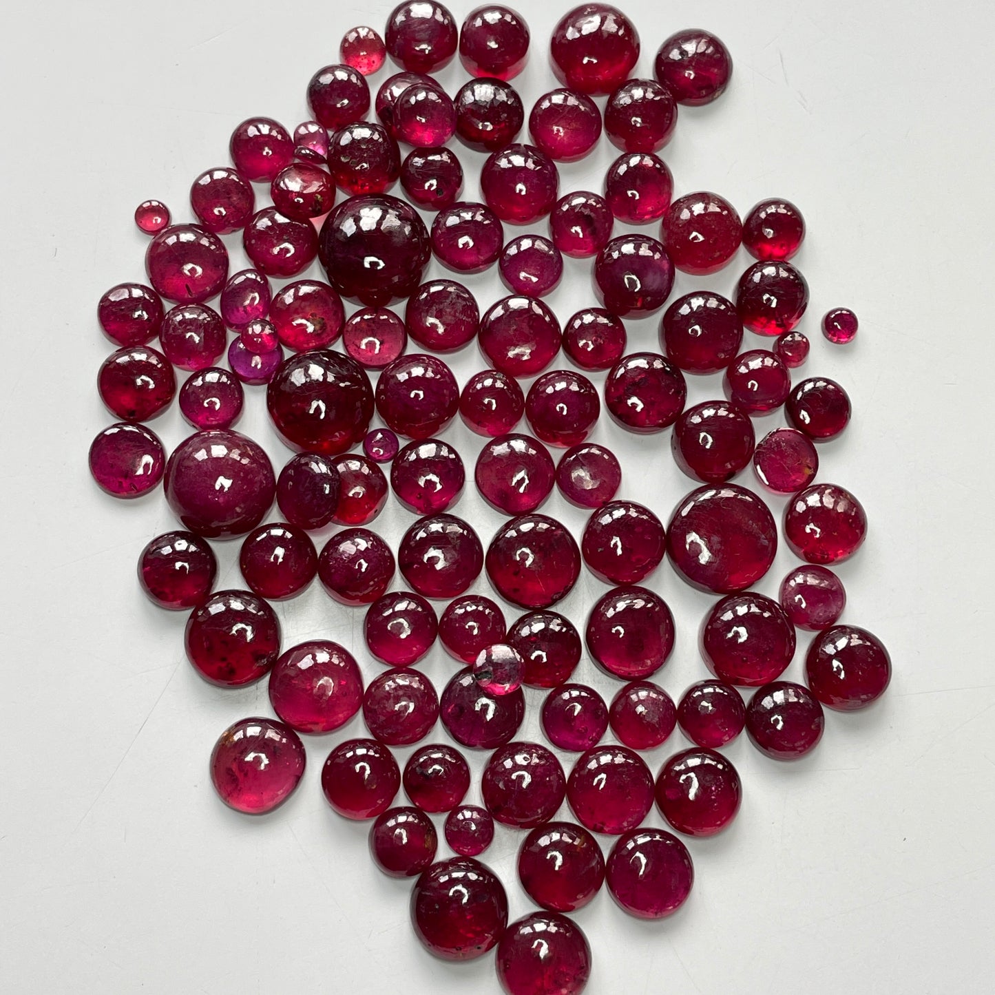 8-15 MM Fine Quality Natural Ruby Heat-Treated Deep Red Loose Gemstone Round Shape Cabochon Stones for Jewelry Stone