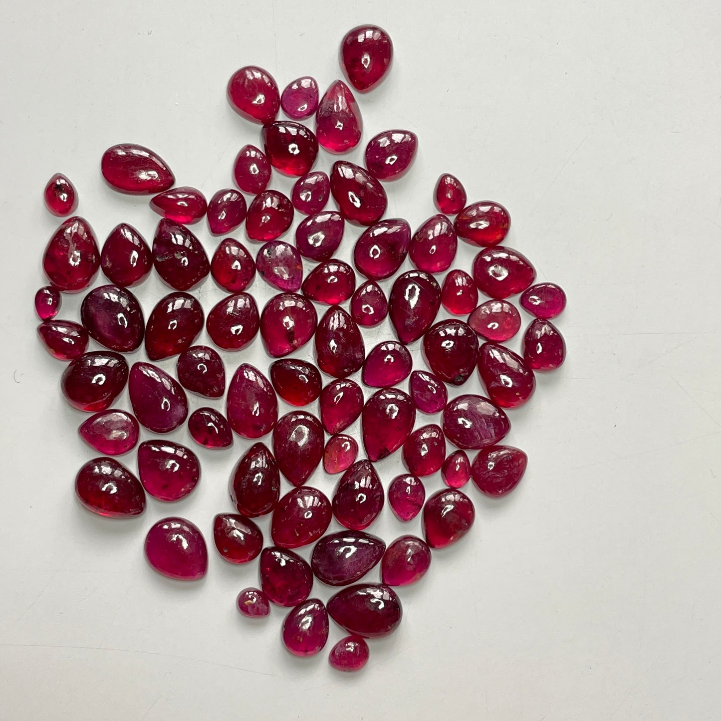 High Quality Natural Ruby Cabochon in Pear Shape Deep Red Sizes 5x7-9x11 mm Heat-Treated Loose Gemstone