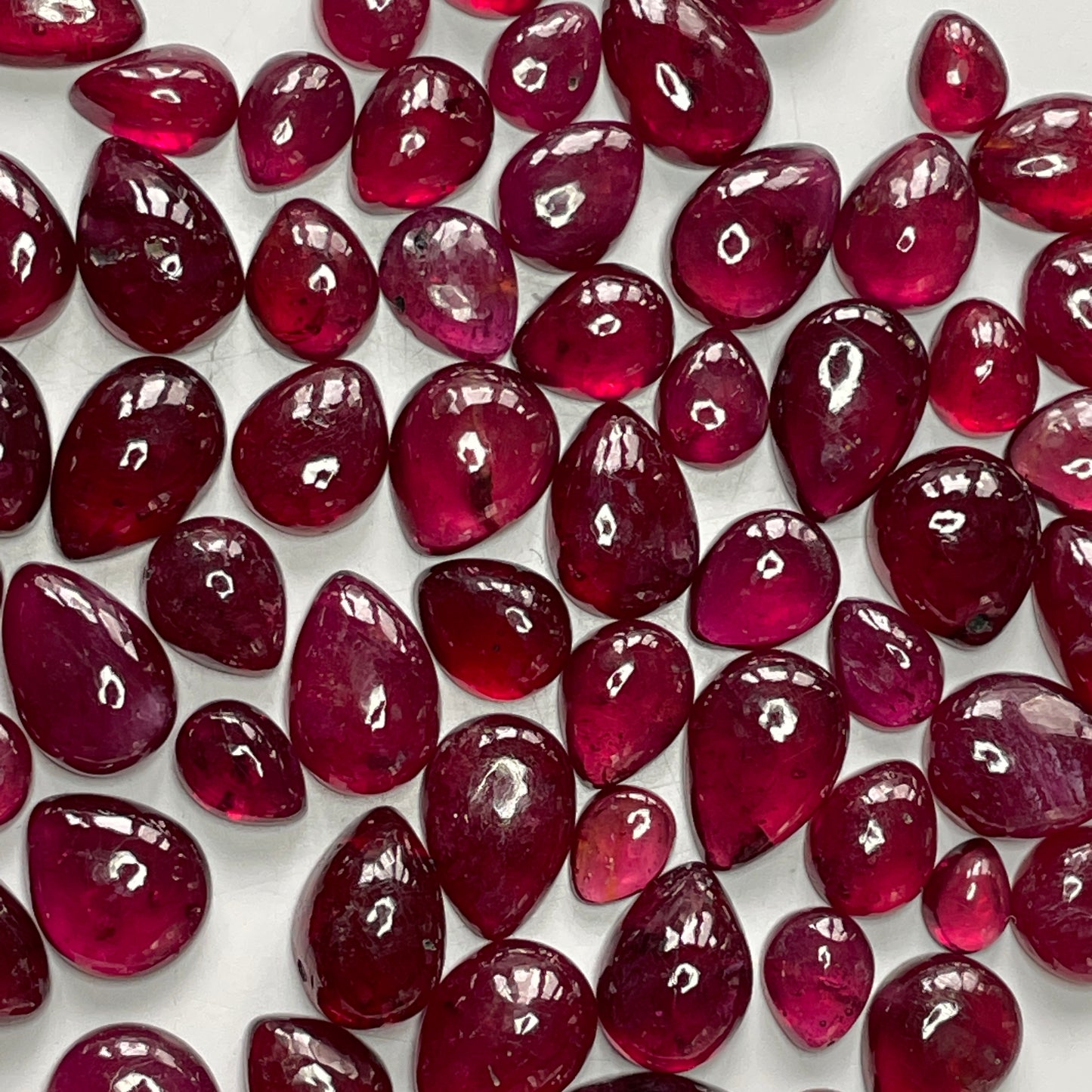 High Quality Natural Ruby Cabochon in Pear Shape Deep Red Sizes 5x7-9x11 mm Heat-Treated Loose Gemstone