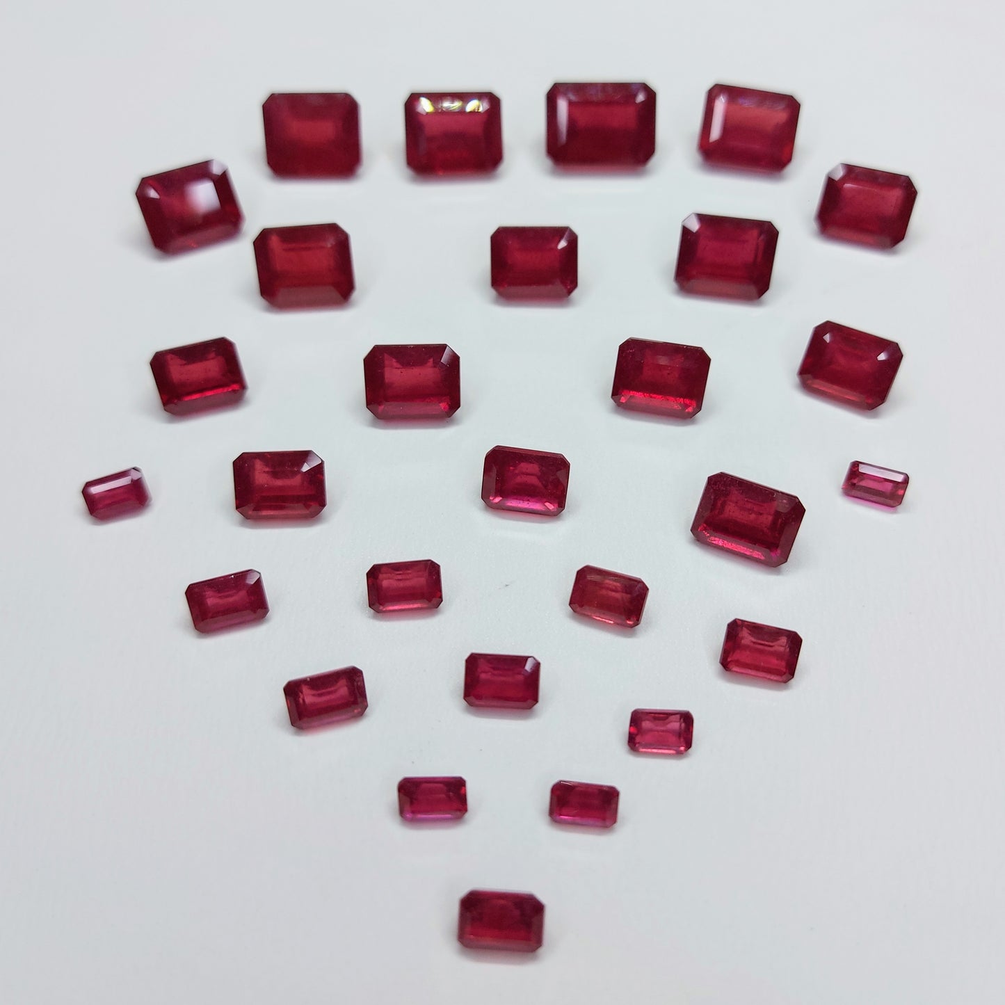 Top Most Quality Ruby Glass Filling Calibration Sizes 5-10mm Cushion Shape Red Color Loose Gemstones for Jewelry Making