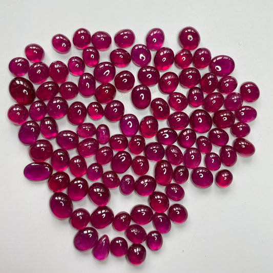 Natural Fine Quality 5-8 Cts Heat Treated Ruby Reddish Pink Oval Cut Cabochon Loose Gemstone for Jewellery Making