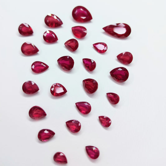 Best Quality Ruby Heat-Treated Calibration Sizes 6x4-8x10mm Pear Cut Loose Gemstones for Jewellery Making