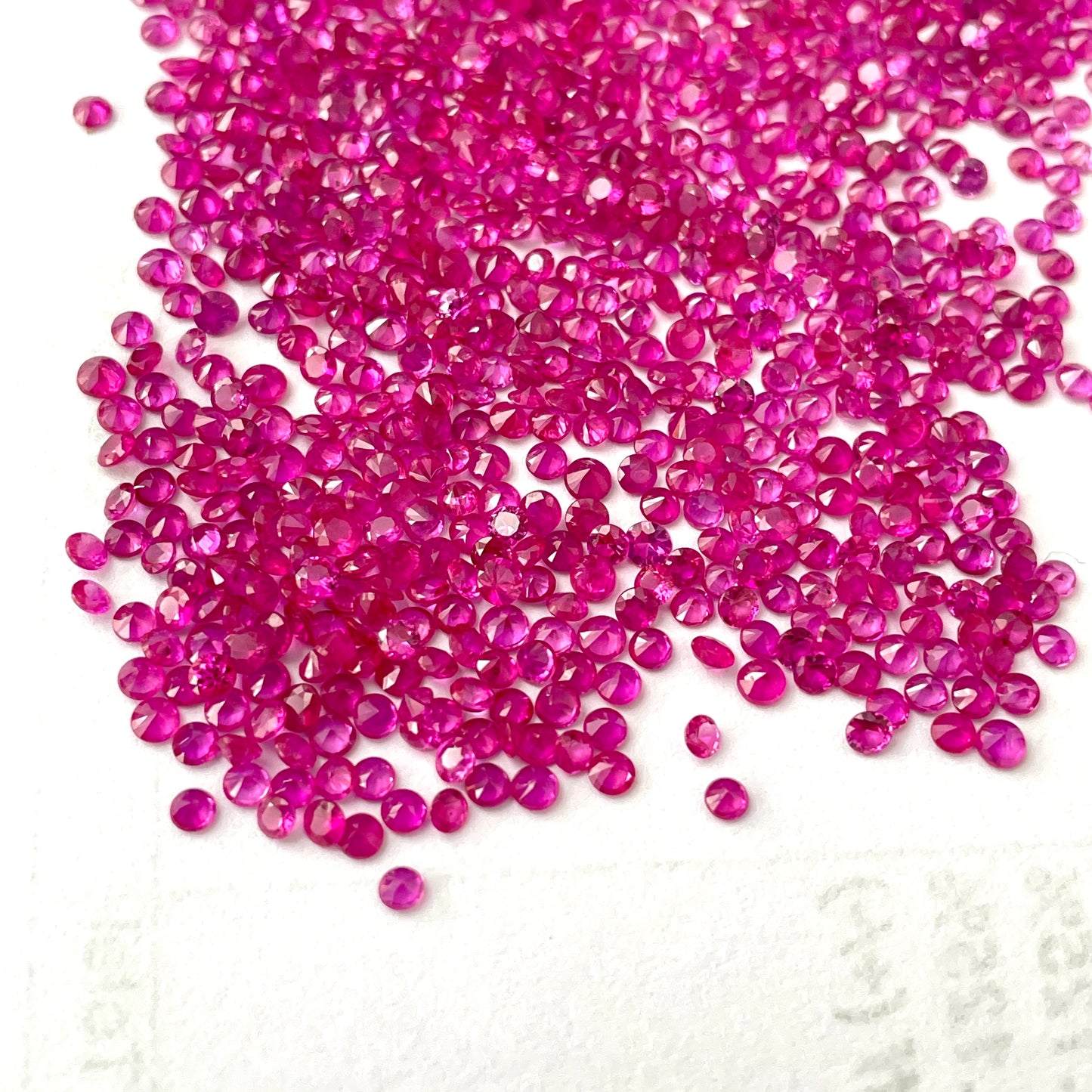 2 MM Natural Burma Ruby Round Shape Diamond Cut Reddish Pink Color Loose Gemstones For Making Bracelets at Best Price