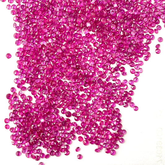 2 MM Natural Burma Ruby Round Shape Diamond Cut Reddish Pink Color Loose Gemstones For Making Bracelets at Best Price