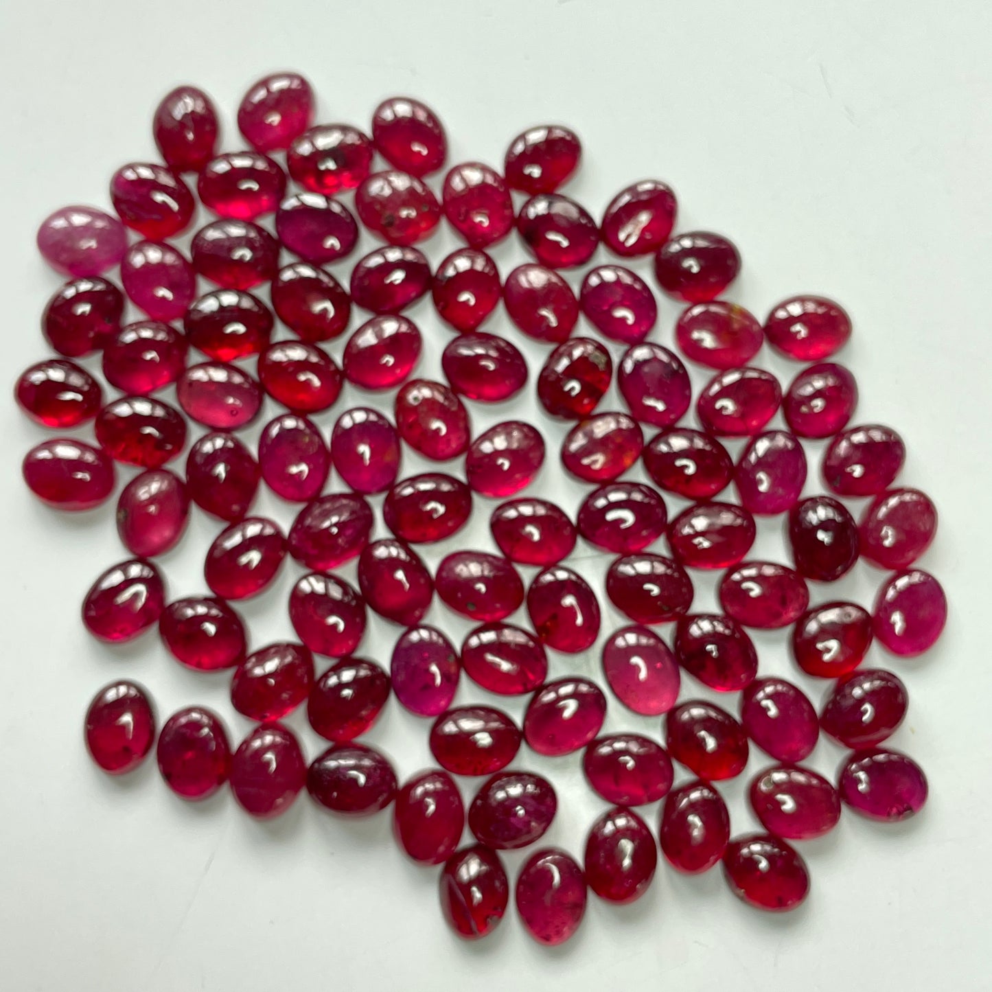 High Quality Natural Ruby Cabochon in Oval Shape Deep Red Sizes 7x9mm, 8x10mm Heat-Treated Loose Gemstone