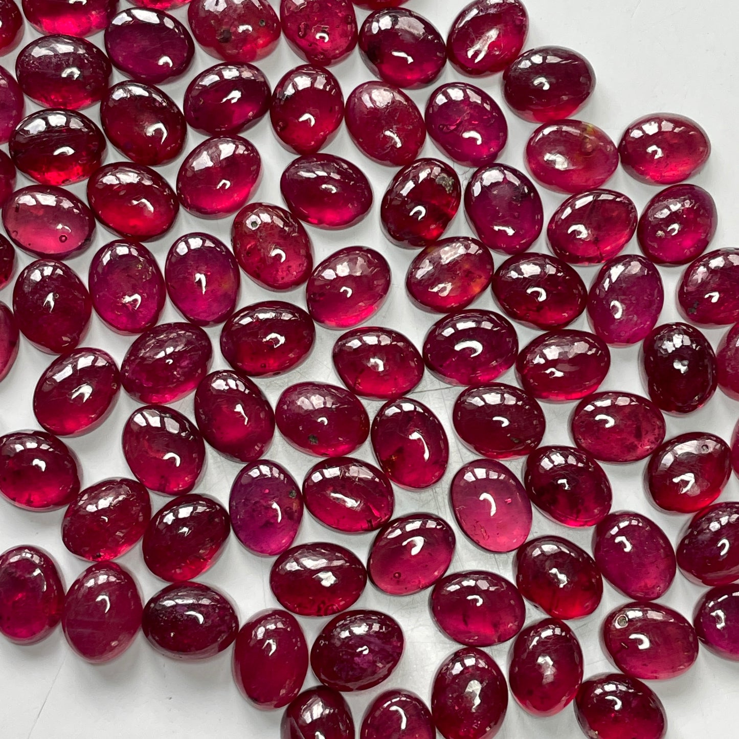 High Quality Natural Ruby Cabochon in Oval Shape Deep Red Sizes 7x9mm, 8x10mm Heat-Treated Loose Gemstone
