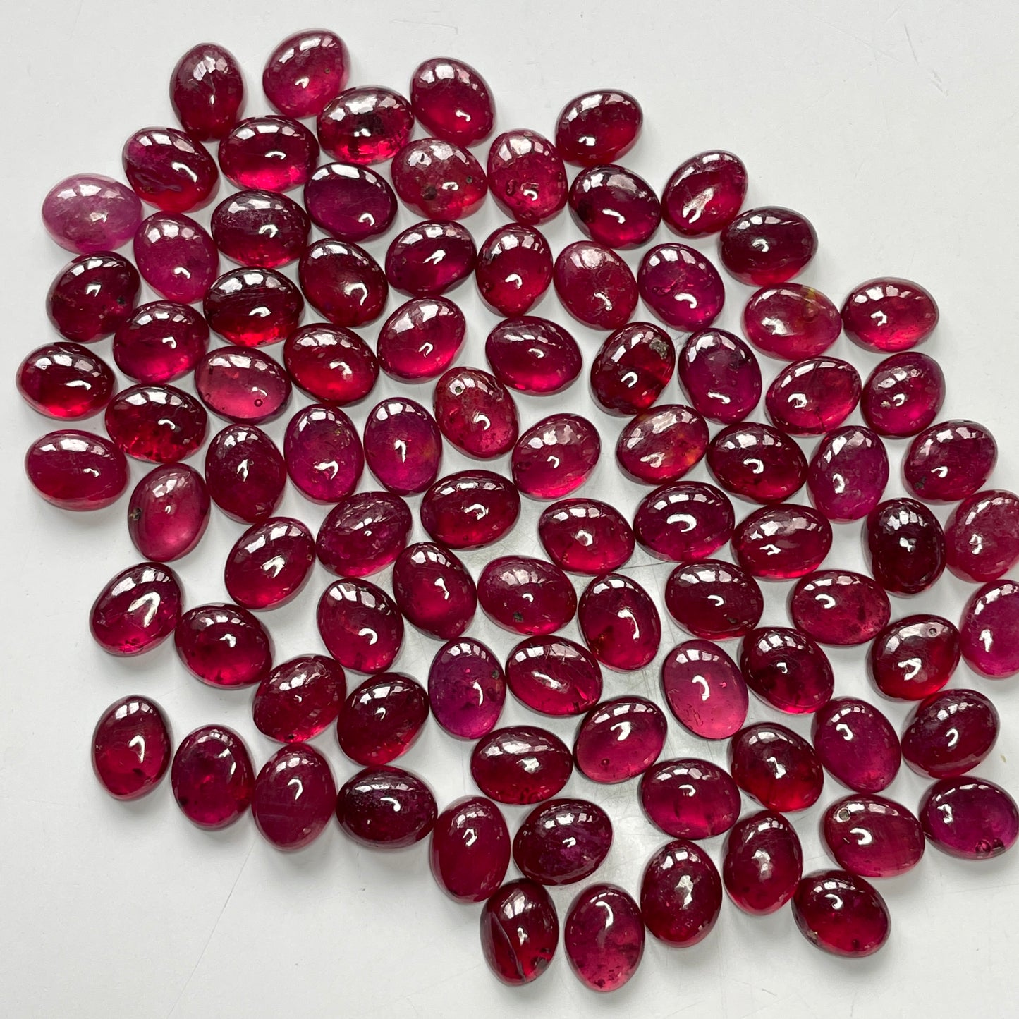 High Quality Natural Ruby Cabochon in Oval Shape Deep Red Sizes 7x9mm, 8x10mm Heat-Treated Loose Gemstone